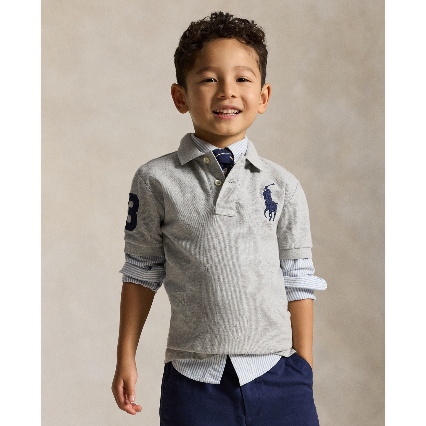 Детское поло Ralph Lauren Big Pony Cotton Mesh Polo, цвет: Меланжевый — фото 4