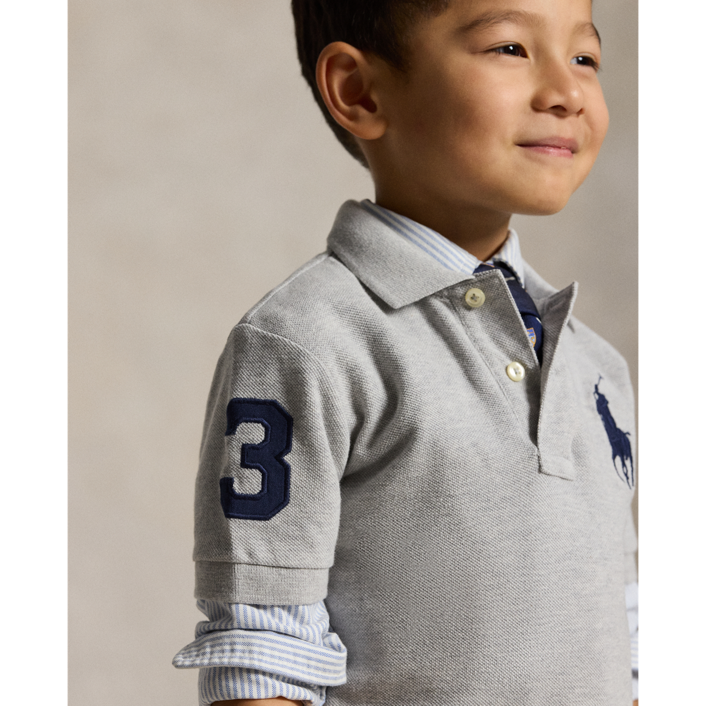 Детское поло Ralph Lauren Big Pony Cotton Mesh Polo, цвет: Меланжевый — фото 3