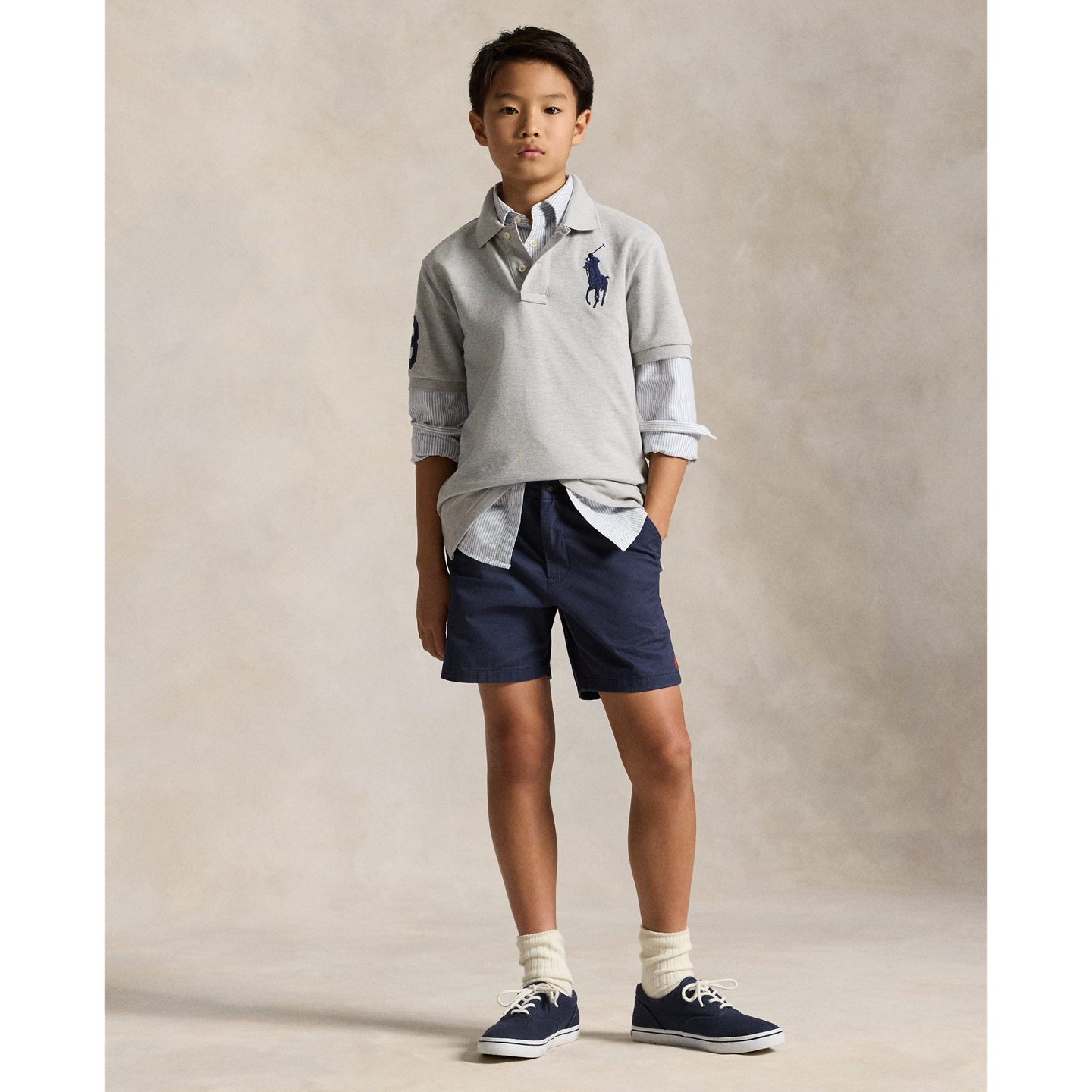 Детское поло Ralph Lauren Big Pony Cotton Mesh Polo, цвет: Меланжевый — фото 2