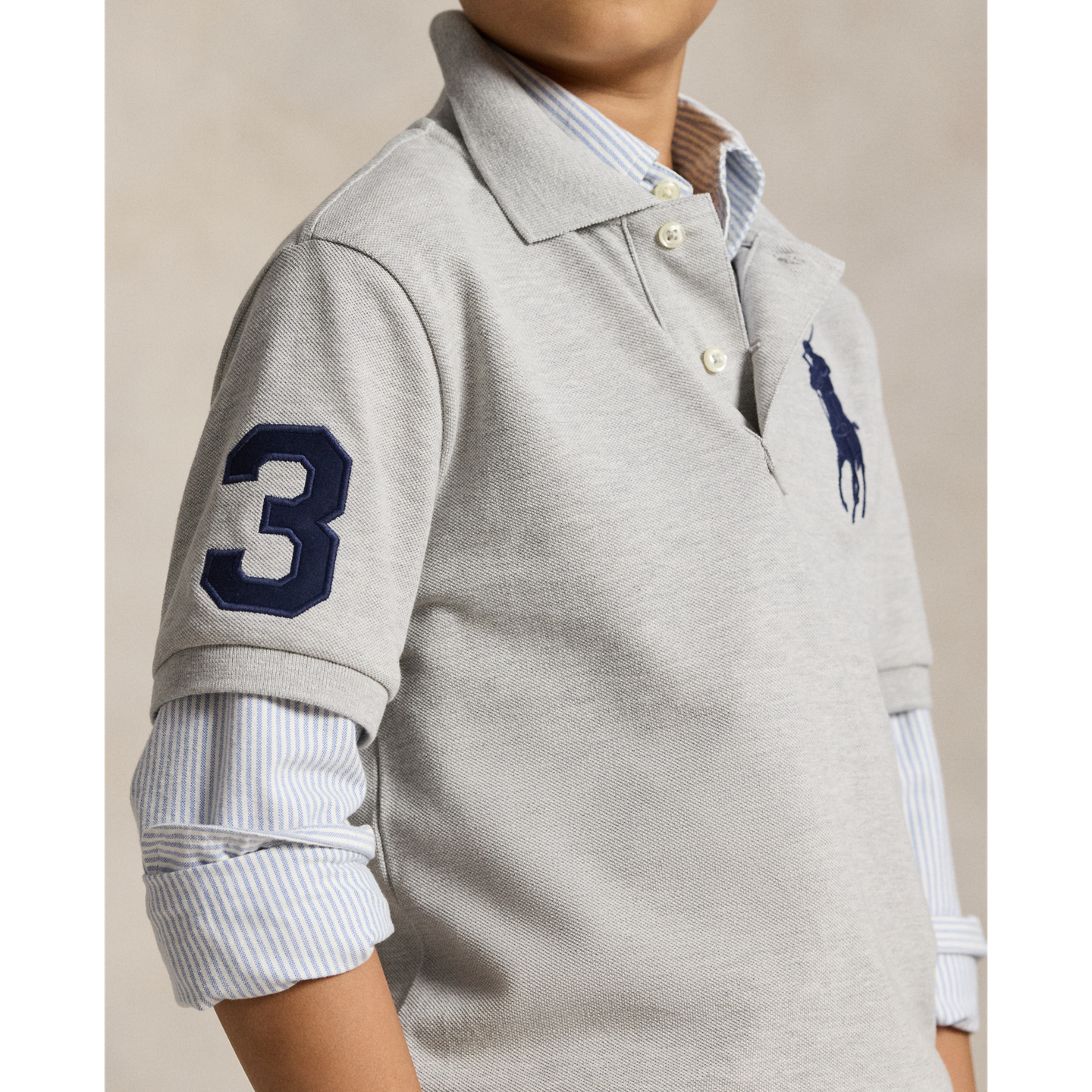 Детское поло Ralph Lauren Big Pony Cotton Mesh Polo, цвет: Меланжевый — фото 3