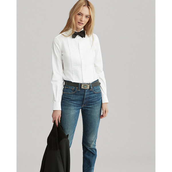 Cotton Broadcloth Tuxedo Shirt for Women Ralph Lauren IE