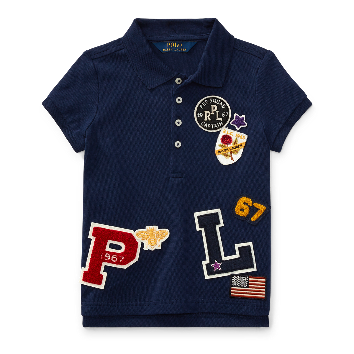 Patch-Embellished Cotton Polo | Short Sleeve Polo Shirts