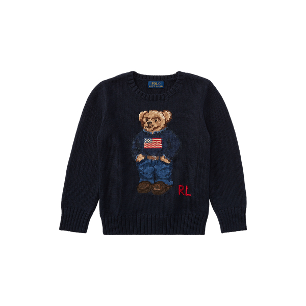 Hunter Navy Polo Bear Cotton Sweater Boys 2-7 1