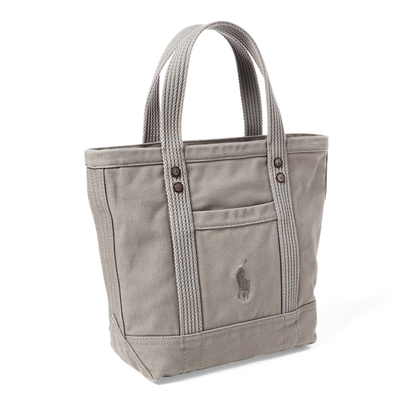 Light Grey Small Canvas Big Pony Tote Polo Ralph Lauren 2