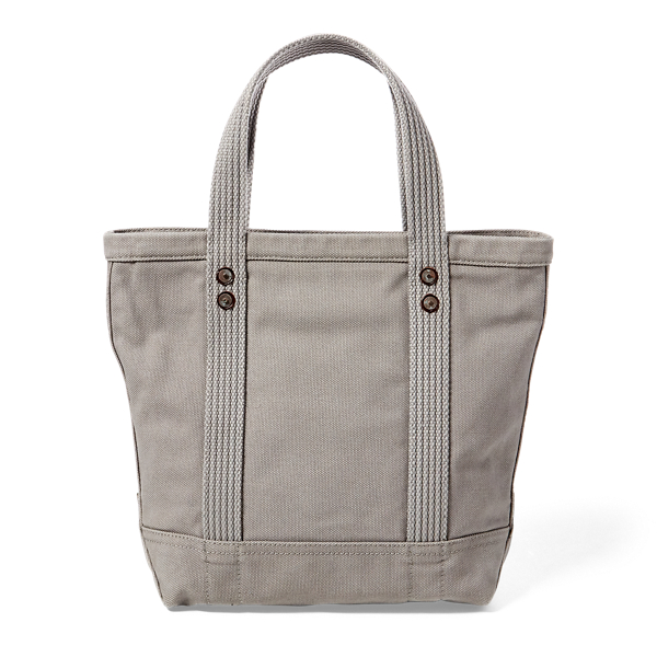 Light Grey Small Canvas Big Pony Tote Polo Ralph Lauren 3