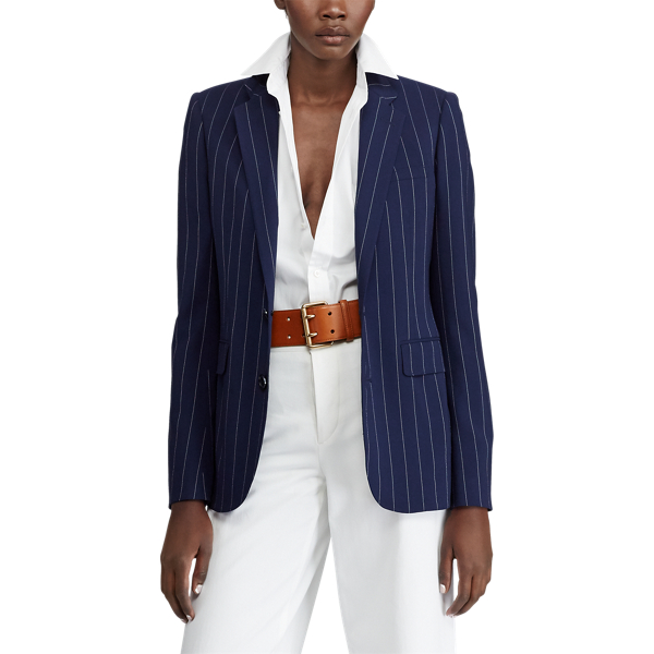 Fabian Pinstripe Wool Jacket Ralph Lauren Collection em Navy/Cream 4