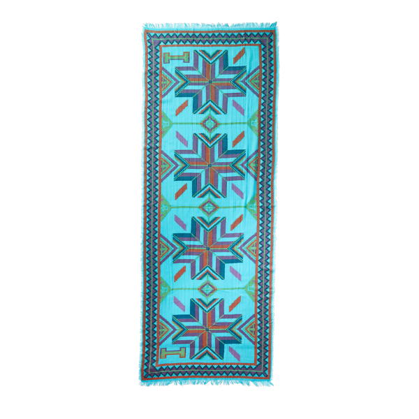 Vacation Blue Multi Southwestern Wool-Cotton Scarf Polo Ralph Lauren 2