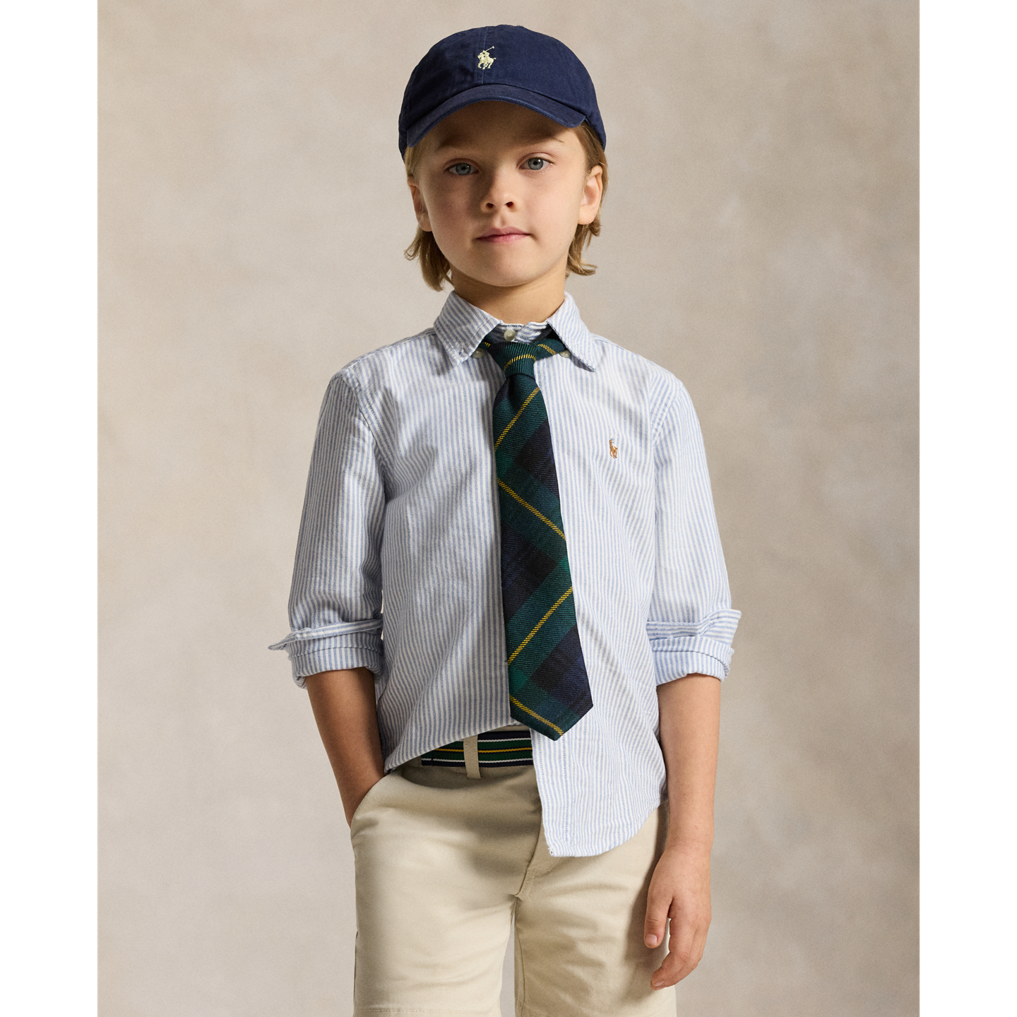 Детская рубашка Ralph Lauren Striped Cotton Oxford, цвет: Светлый синий полосатый — фото 4