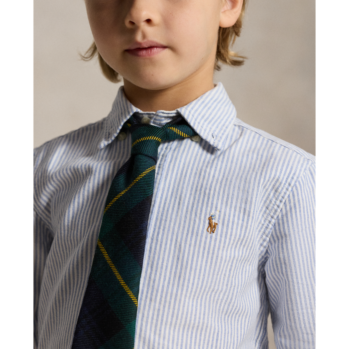 Детская рубашка Ralph Lauren Striped Cotton Oxford, цвет: Светлый синий полосатый — фото 3