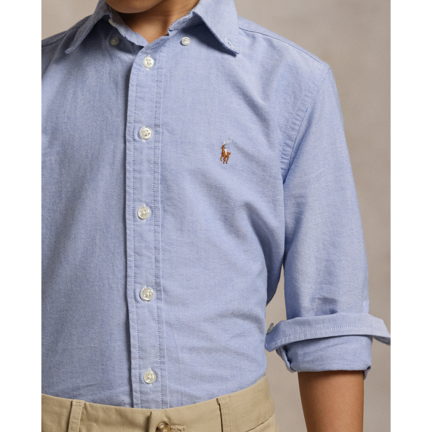 Детская рубашка Ralph Lauren The Iconic Oxford, цвет: Синий — фото 3
