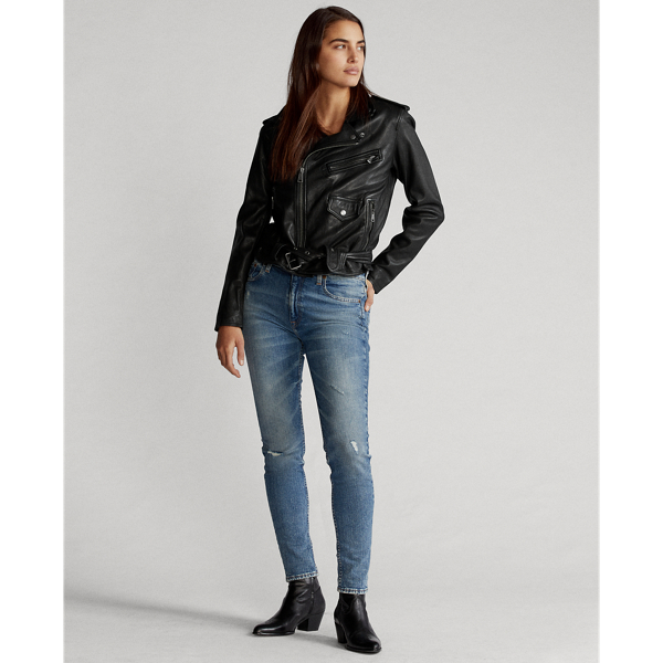 Black Leather Moto Jacket Polo Ralph Lauren 4