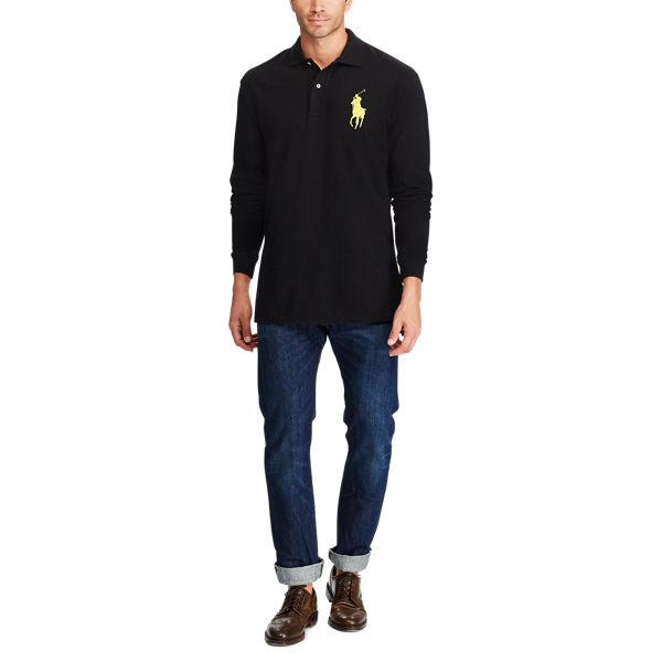 Polo Black Classic Fit Mesh Polo Shirt Big & Tall 2