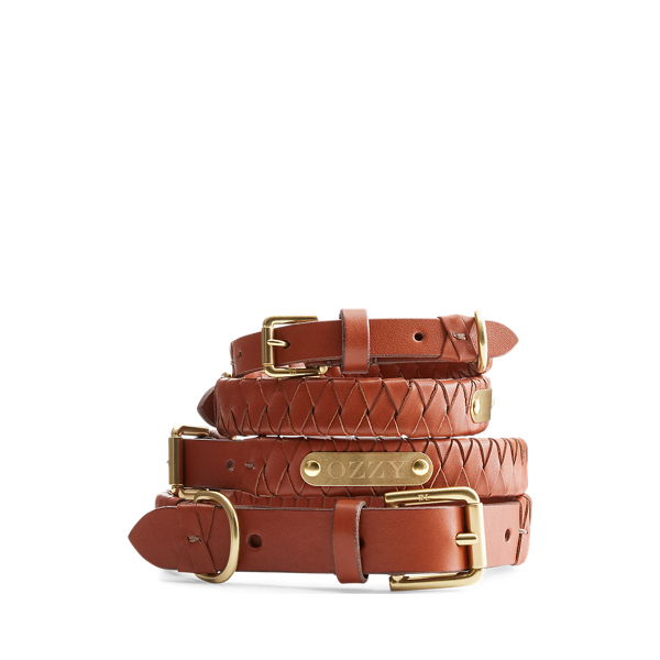 Saddle Sable Woven Leather Dog Collar Polo Ralph Lauren Home 3