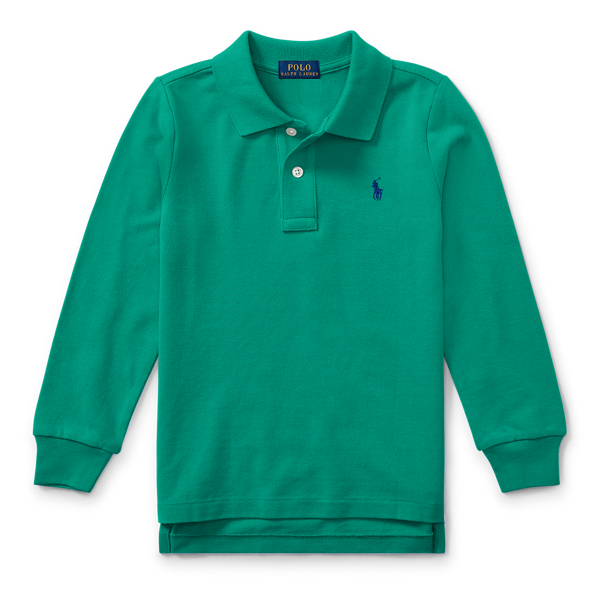 True Green Cotton Mesh Long-Sleeve Polo Boys 2-7 1