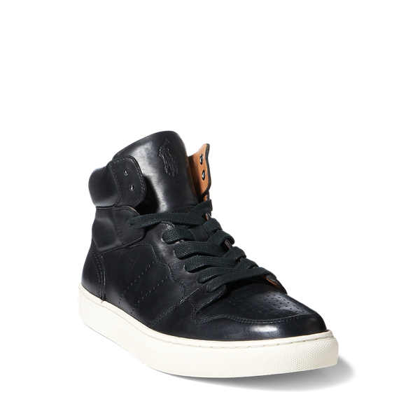 Black Jory Calfskin High-Top Sneaker Polo Ralph Lauren 3