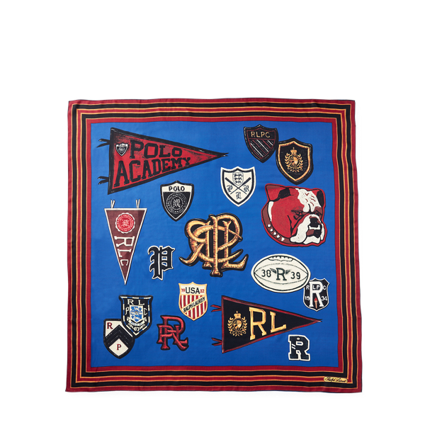 Bright Navy/Multi Polo Crest Silk Scarf Polo Ralph Lauren 2