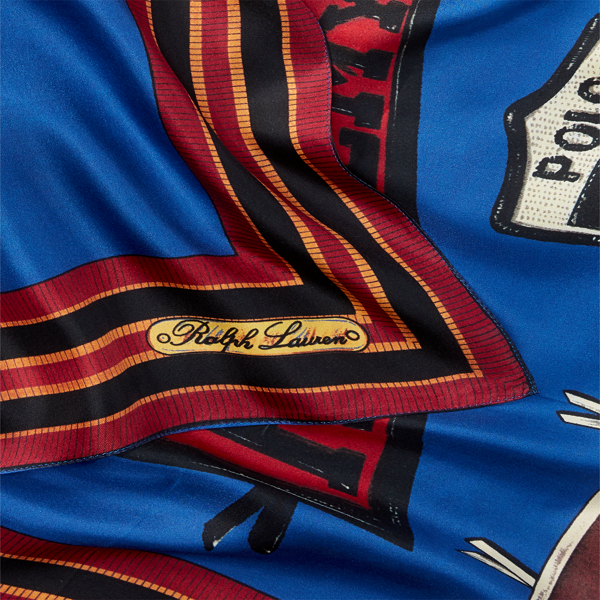 Bright Navy/Multi Polo Crest Silk Scarf Polo Ralph Lauren 3