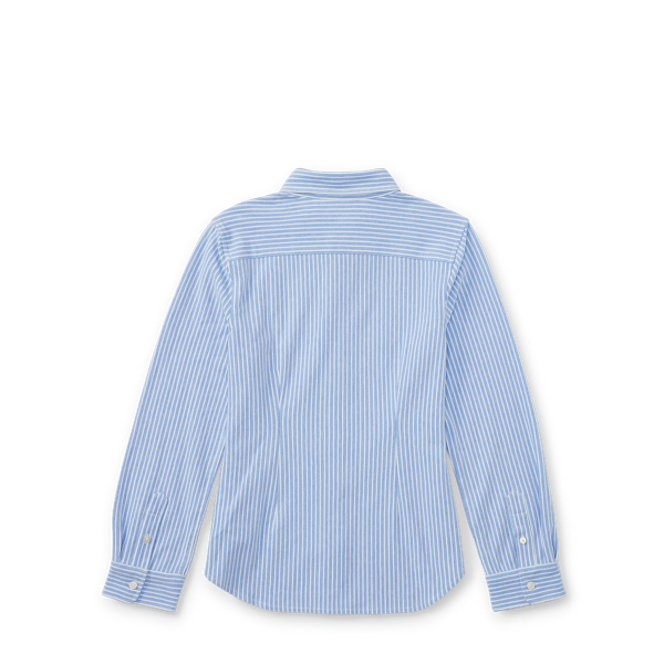 Harbor Island Blue/White Striped Knit Oxford Shirt Girls 7-16 2