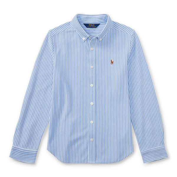 Harbor Island Blue/White Striped Knit Oxford Shirt Girls 7-16 1