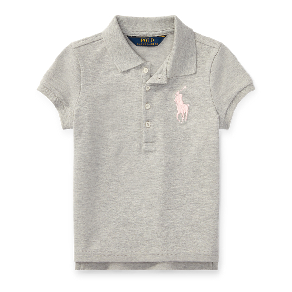 Andover Heather Big Pony Stretch Mesh Polo Girls 2-6x 1