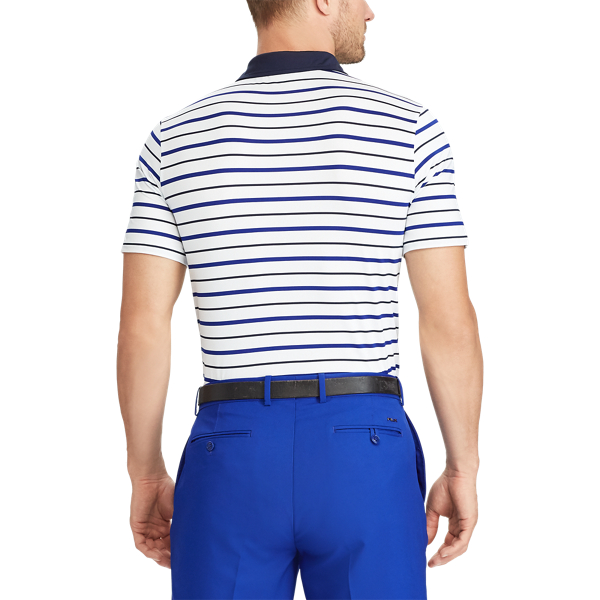 White/Speed Royal/Navy Active Fit Performance Polo RLX Golf 4