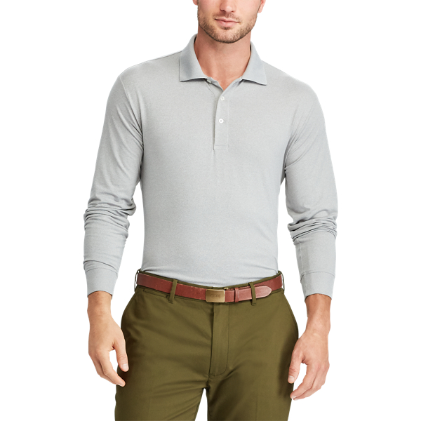 Light Grey Heather Custom Fit Long-Sleeve Polo Polo Golf 3