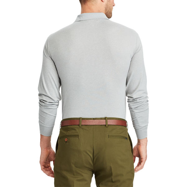 Light Grey Heather Custom Fit Long-Sleeve Polo Polo Golf 4