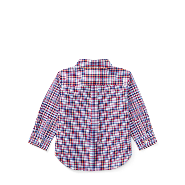 Red Multi Plaid Cotton Poplin Shirt Baby Boy 2