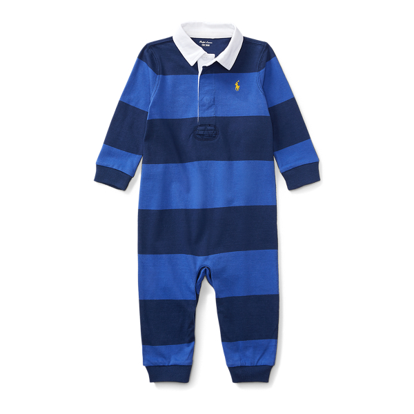 Striped Cotton Rugby Coverall Baby Boy 1