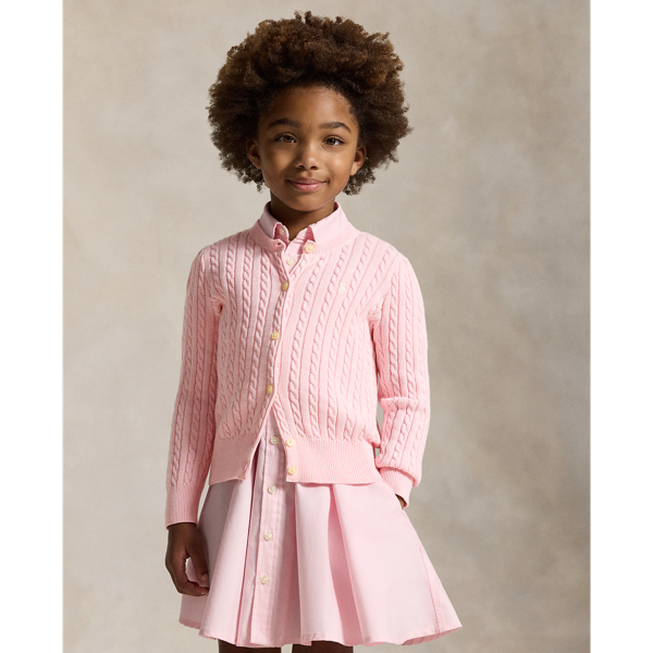 Hint Of Pink Mini-Cable Cotton Cardigan Girls 2-6x 1