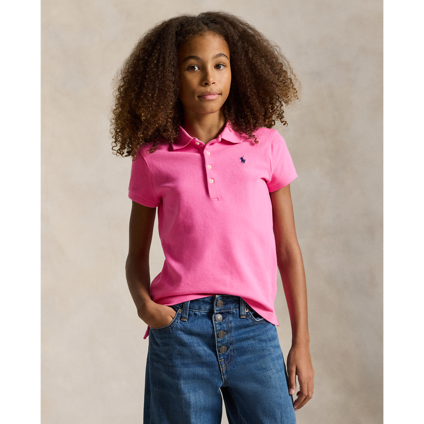 Детское поло Ralph Lauren Stretch Mesh Polo Shirt, цвет: Розовый, вариант 1 — фото 4