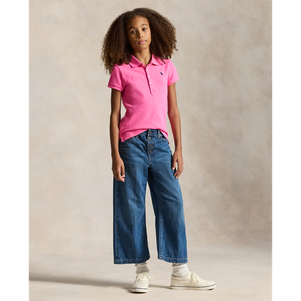 Baja Pink Stretch Mesh Polo Shirt Girls 7-16 for back to school 4