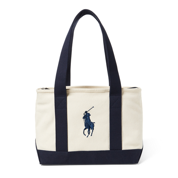 Natural/Navy Canvas Medium Big Pony Tote Girls 1