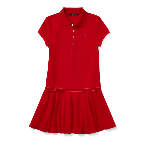 Park Ave Red Stretch Cotton Polo Dress Girls 7-16 1