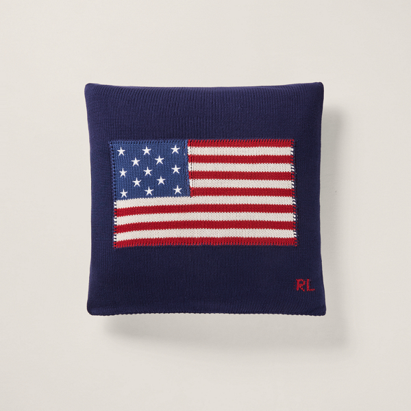 RL Flag Cotton Throw Pillow