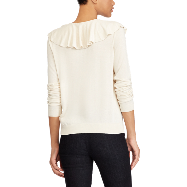 Natural Ruffled-Overlay V-Neck Sweater Lauren 4