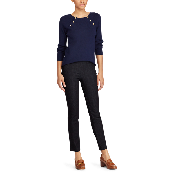 Navy Stretch Cotton Raglan Sweater Lauren 2