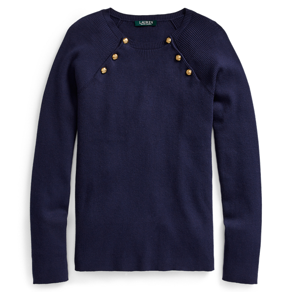 Navy Stretch Cotton Raglan Sweater Lauren 1