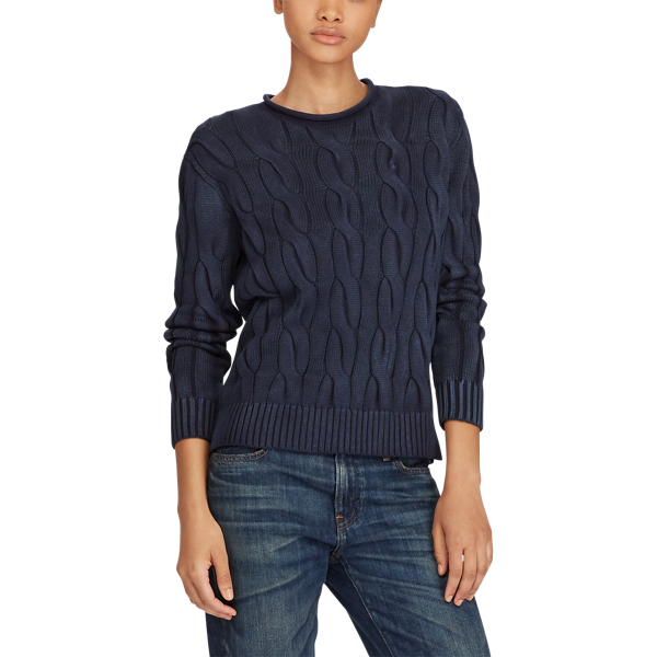 Boxy Cable Cotton Sweater Polo Ralph Lauren em Deep Indigo 3