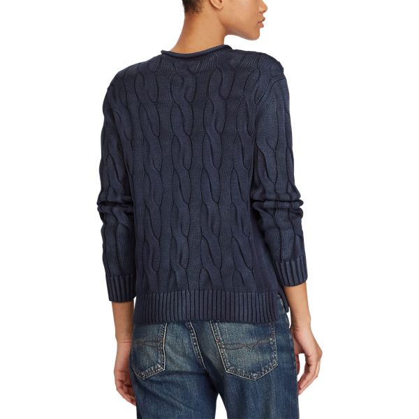 Boxy Cable Cotton Sweater Polo Ralph Lauren em Deep Indigo 4