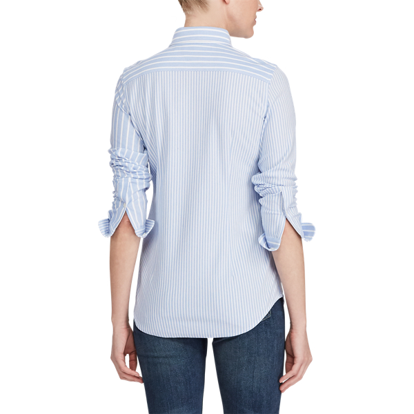 Multi-Stripe Knit Oxford Shirt Polo Ralph Lauren in Harbor Island Blue Multi 4