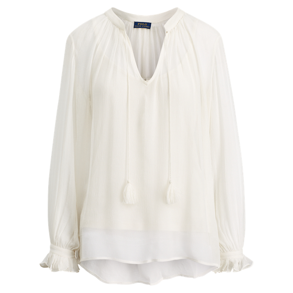 Crinkled Silk Chiffon Blouse Polo Ralph Lauren 1
