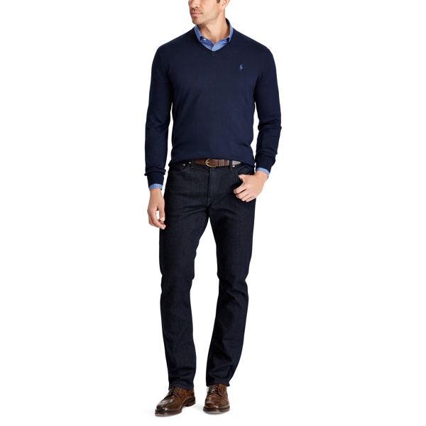 Hunter Navy Cotton V-Neck Sweater Big & Tall 2