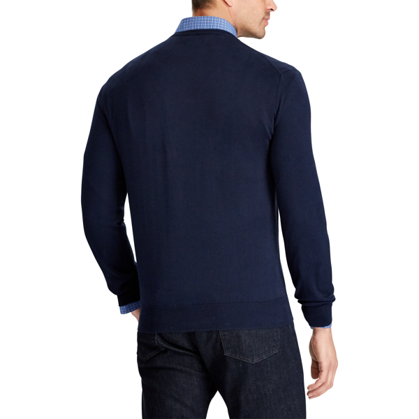 Hunter Navy Cotton V-Neck Sweater Big & Tall 4