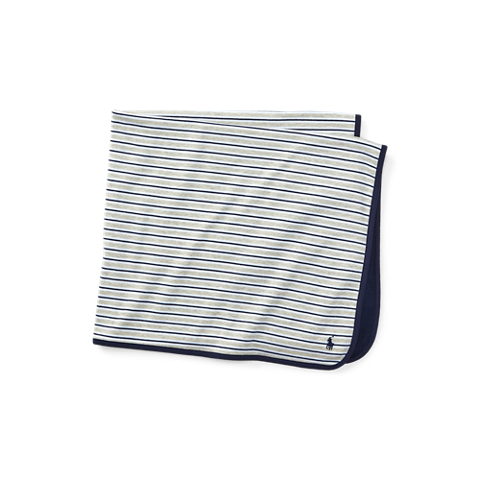 Детский плед Ralph Lauren Striped Cotton Blanket, цвет: Серый