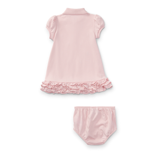 Ger&uuml;schtes Polokleid und H&ouml;schen Baby Girl in Hellrosa 2