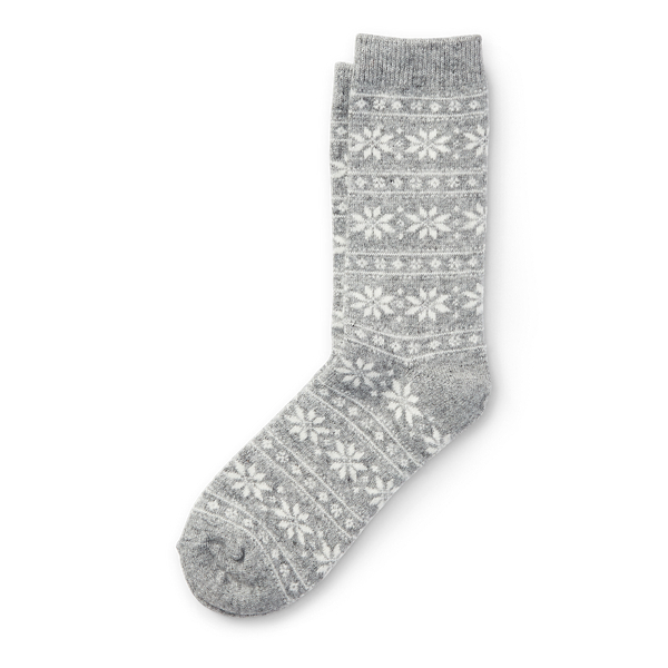 Light Grey Snowflake Stripe Boot Sock Polo Ralph Lauren 1
