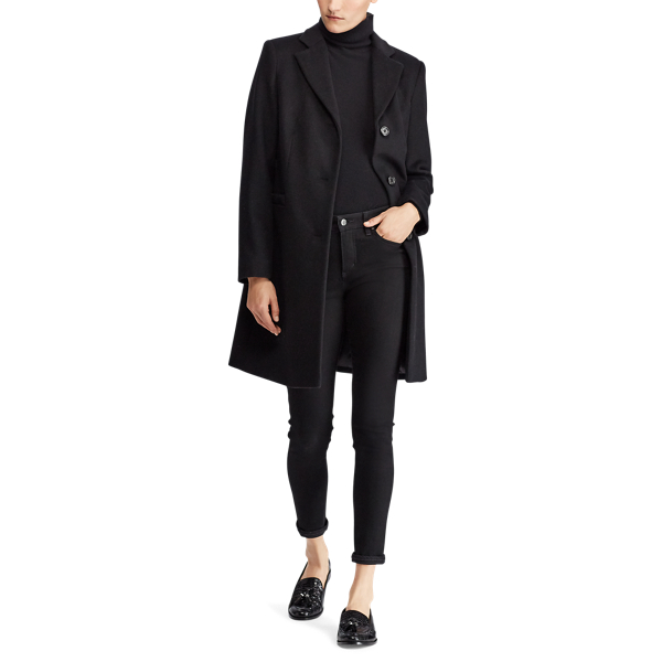 Black Wool-Blend 3-Button Coat Lauren 3