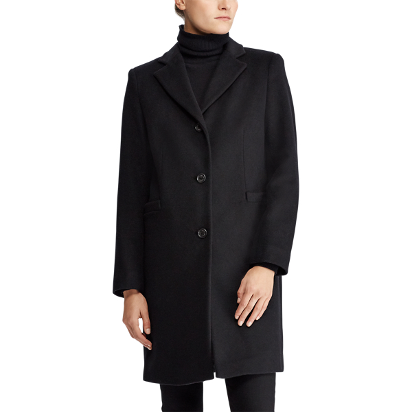 Black Wool-Blend 3-Button Coat Lauren 4