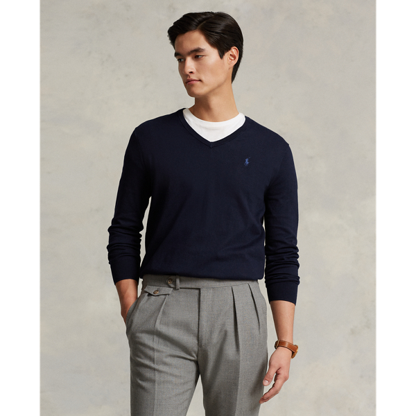 Slim Fit Cotton V Neck Sweater